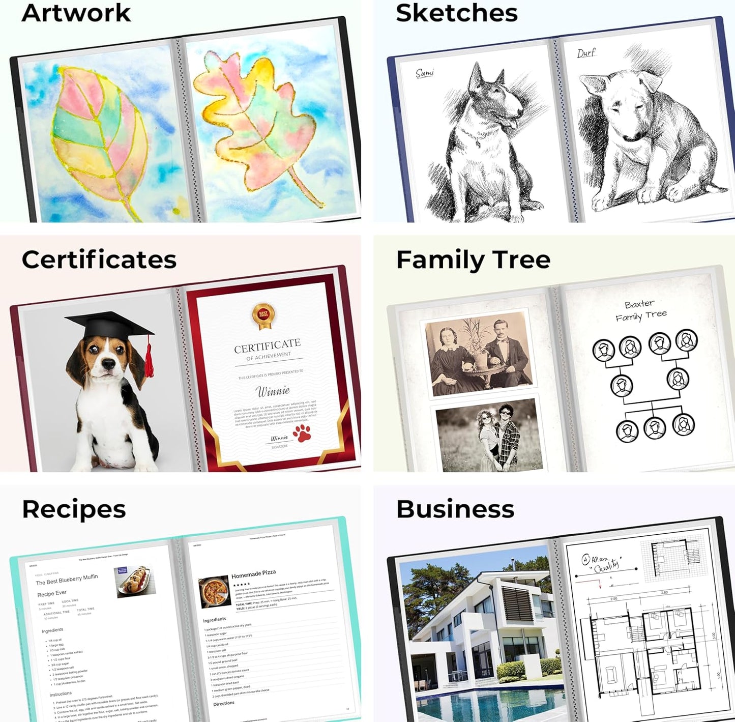 Dunwell Presentation Binder 24-Pocket, Displays 48 Pages, 8.5x11 Portfolio Binder with Plastic Sleeves, Storage and Organizer for Documents, Certificates, Projects, Photos (12 Pack, Black)