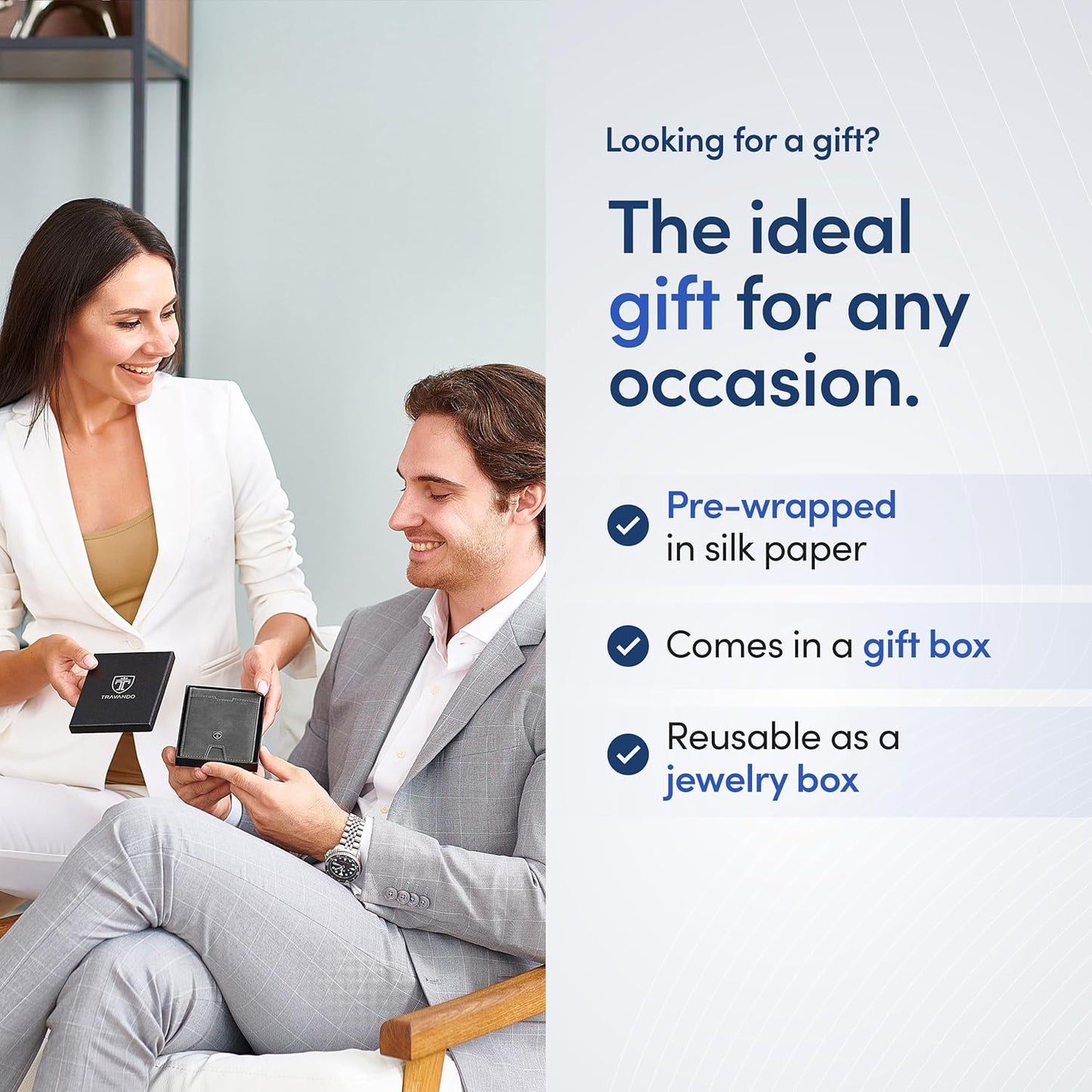 TRAVANDO Mens Slim Wallet with Money Clip AUSTIN RFID Blocking Bifold Credit Card Holder for Men with Gift Box