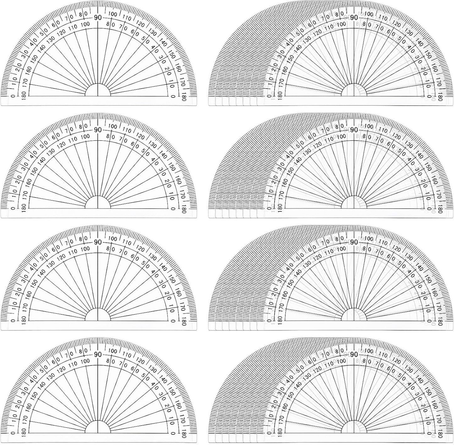 Zonon 100 Pcs 4 Inch Clear Plastic Protractor Bulk Math Protractors Set 180 Degrees Geometry Drafting Tools for Classroom Industry Office Back to School Supplies