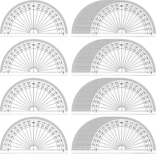 Zonon 100 Pcs 4 Inch Clear Plastic Protractor Bulk Math Protractors Set 180 Degrees Geometry Drafting Tools for Classroom Industry Office Back to School Supplies
