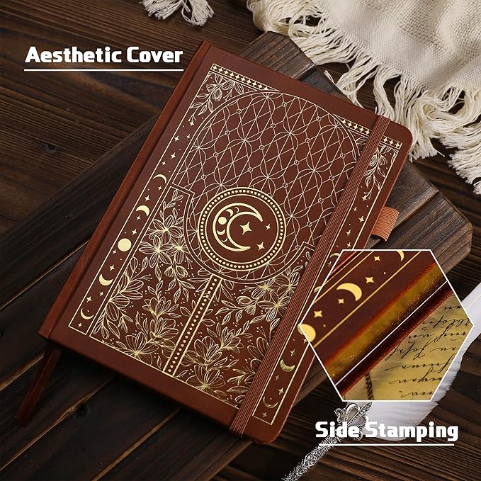 TIEFOSSI Bullet Dotted Journal Notebook, 160gsm 256 Numbered Thick Paper, A5 Hardcover Dotted Grid Diary for Women Men Work Writing, Bullet Dot Journaling, Drawing, 5.8 x 8.3 in