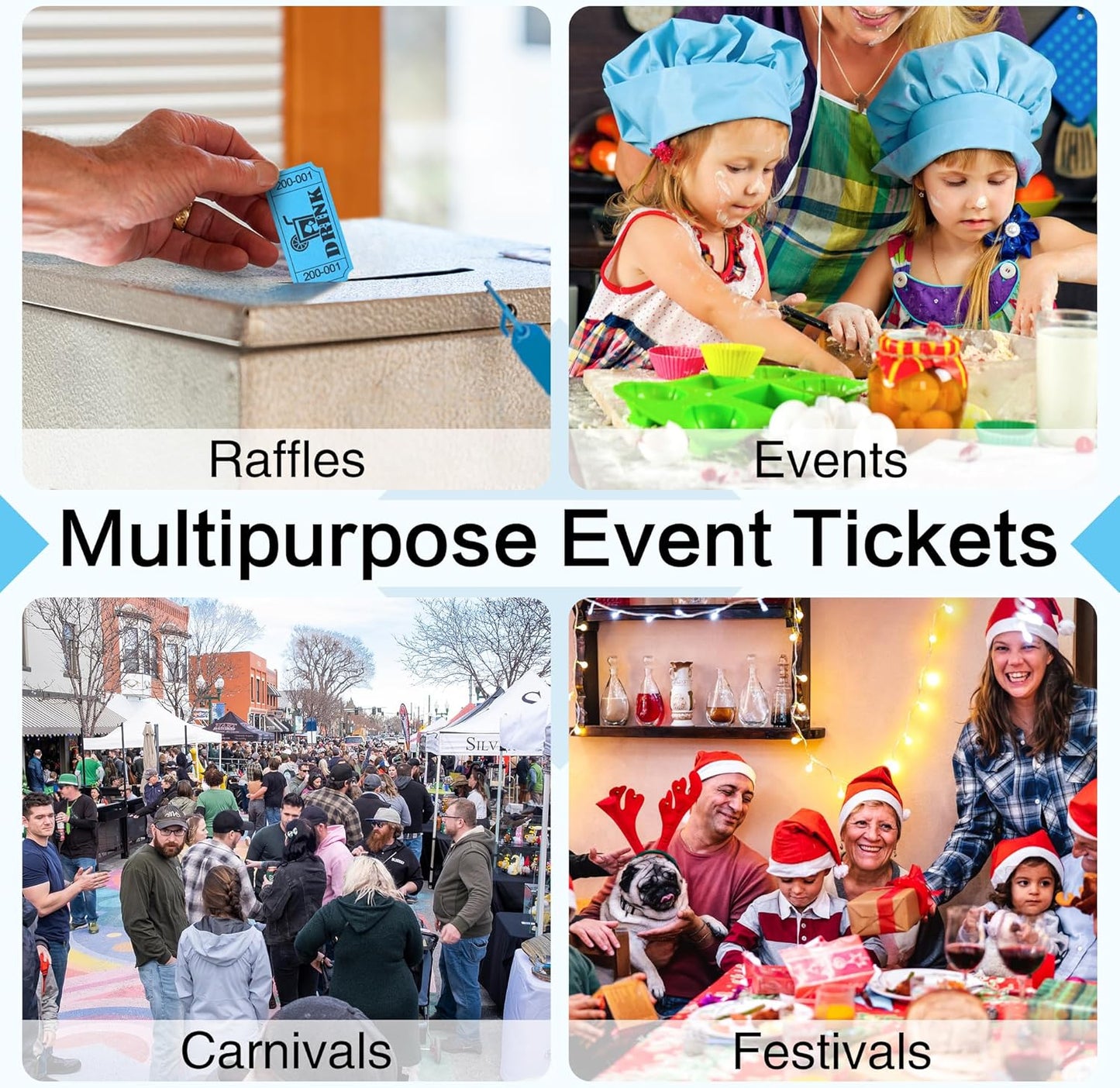 ESSENTIAL 1000 Raffle Tickets Rolls, Drink Tickets Single Roll for Events, Leisure, Movie Watching, Entertainment, Class Reward & Prizes (Blue - 5 Color Selection)