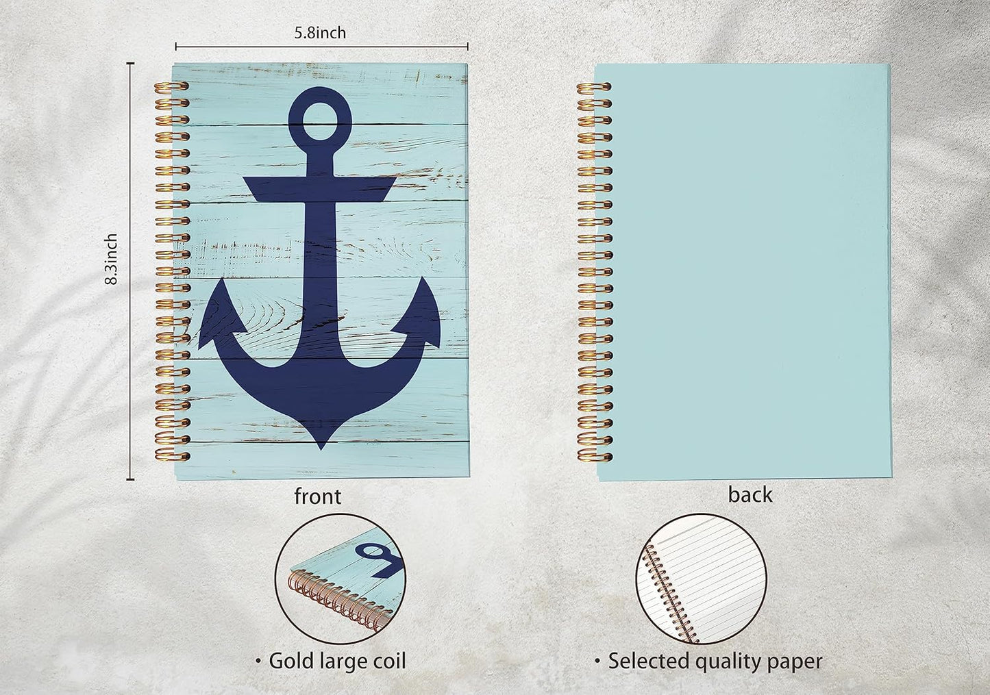 Navy Anchor Notebook Journal, Anchor Gifts, Nautical Gifts, Nautical Themed Gifts, Spiral Journal Notebook 5.5x8.3