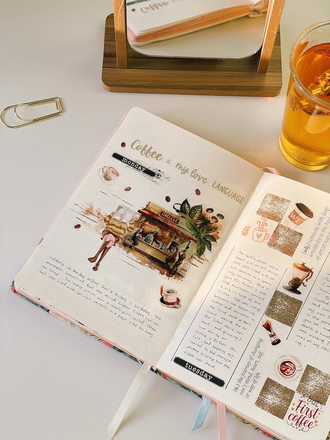 WT Caffeine Canvas Wide Washi Tape, Single Roll, Original Designs, Watercolor Vintage Cafe Paper Tape, Coffee Theme for Journals, Scrapbooks, Bujo Planners, DIY Crafts Supplies