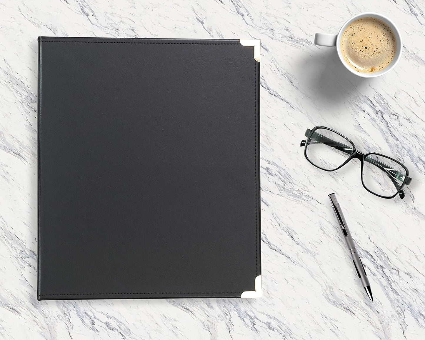 Samsill Classic Collection Leather 3 Ring Binder, Executive Presentation Portfolio, 0.5 Inch (Holds 100 Sheets), Brass Round Ring, Black