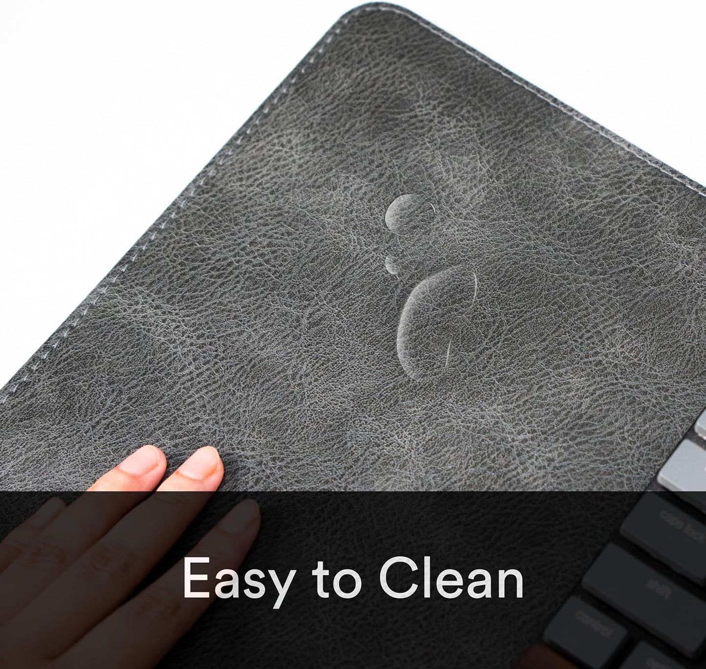 Premium Distressed Faux Vegan Leather Desk Mat | Multifunctional Desk Pad for Home Office | (Black/Grey, 12" x 36")