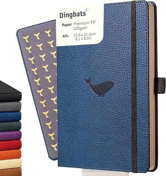 Dingbats Wildlife Dotted Journal A5 - Vegan Leather Hard Cover, Ideal for Work, Travel - Pocket, Elastic Closure, Bookmark