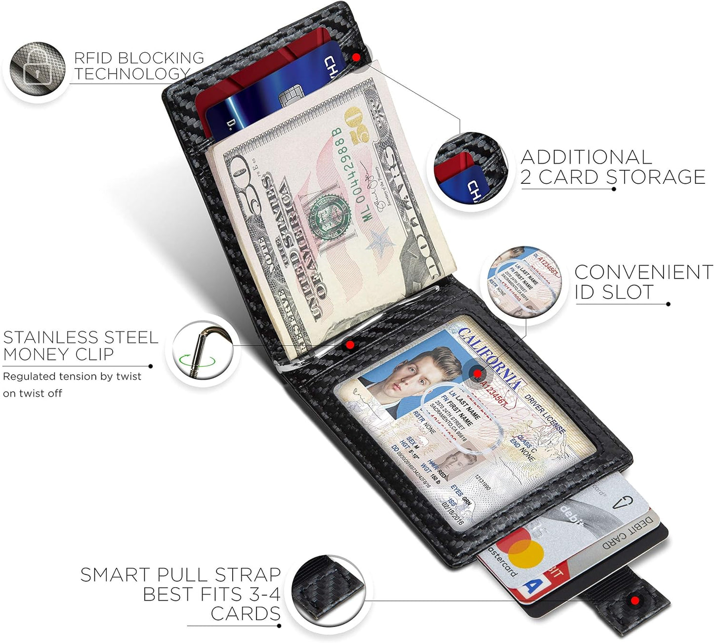 SERMAN BRANDS RFID Blocking Slim Bifold Genuine Leather Minimalist Front Pocket Wallets for Men with Money Clip Thin Mens