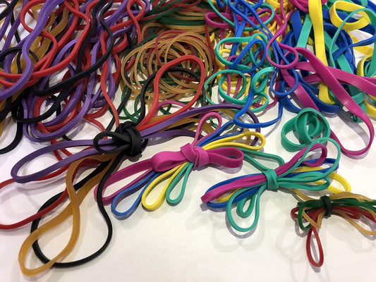 Rubber Bands Assorted Dimensions(#64+#33+#16+#117b), 1/4 lb, Colorful Non Latex Rubber Band Bulk Sturdy Stretchable, Elastic Bands for Office Files Bank Money Arts Crafts Document
