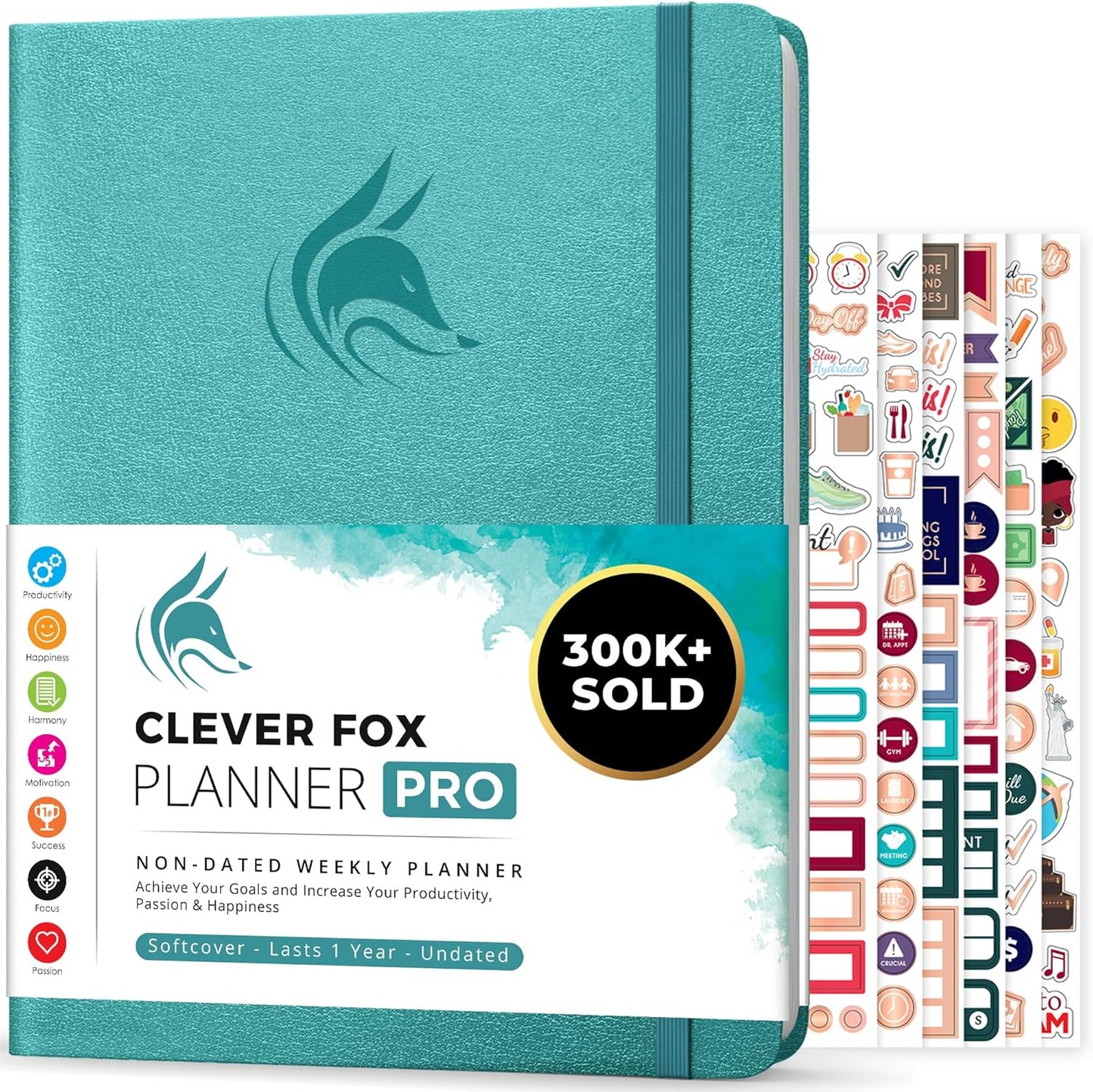 Clever Fox Planner PRO – Weekly & Monthly Life Planner to Increase Productivity, Time Management and Hit Your Goals, 8.5x11″ (Aquamarine)