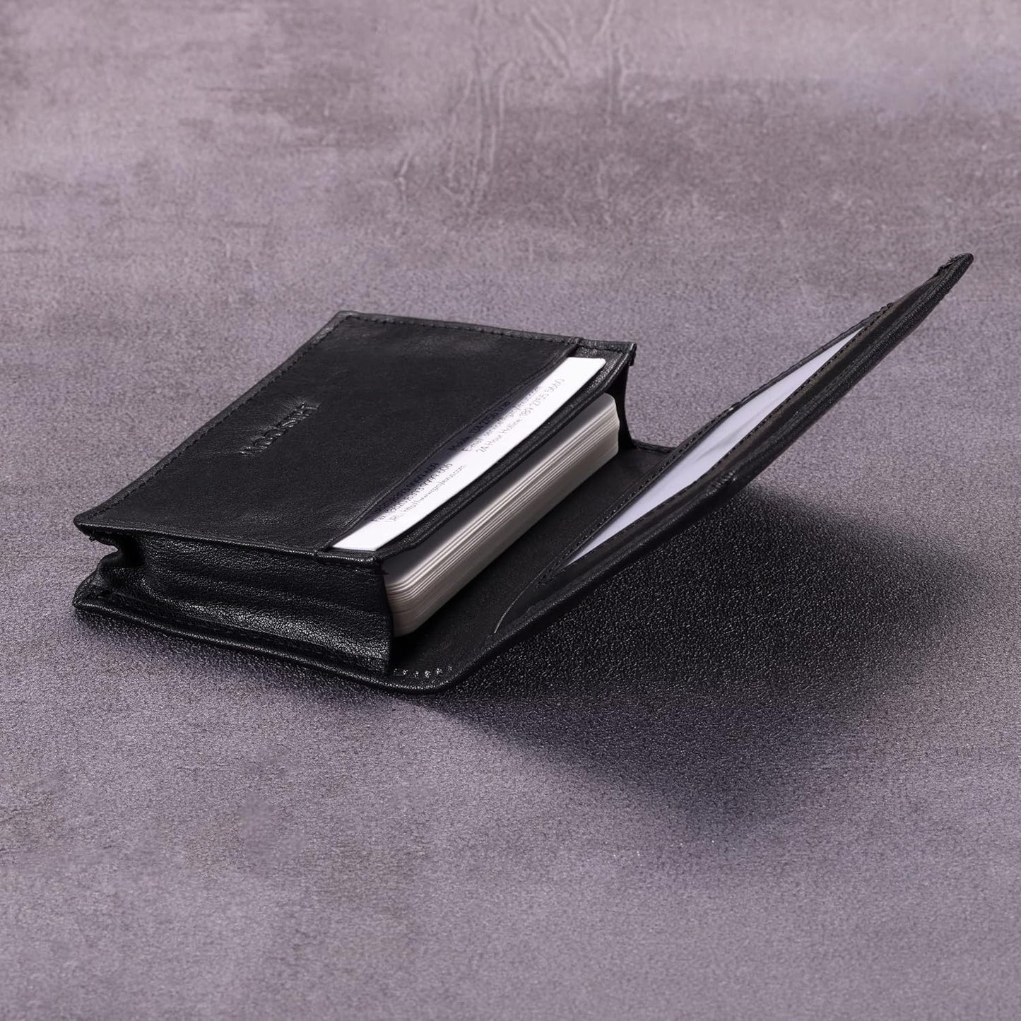 Leather Business Card Case Holder for Men & Women, Italian Calfskin
