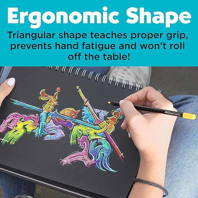 Faber-Castell Black Edition Colored Pencils Tin: Black Wood and Super Soft Core Lead, Art Colored Pencils for Adult Coloring, Teens, Kids and Beginners, Art Drawing Supplies (100 Count)