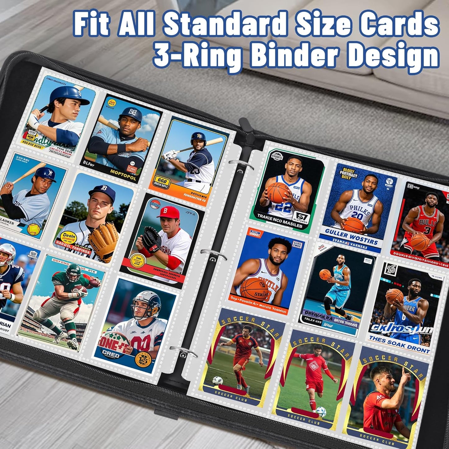 1800 Pocket Trading Card Sleeves - Double-Sided, Clear for 3-Ring Binder, Game, Sports & Business Cards