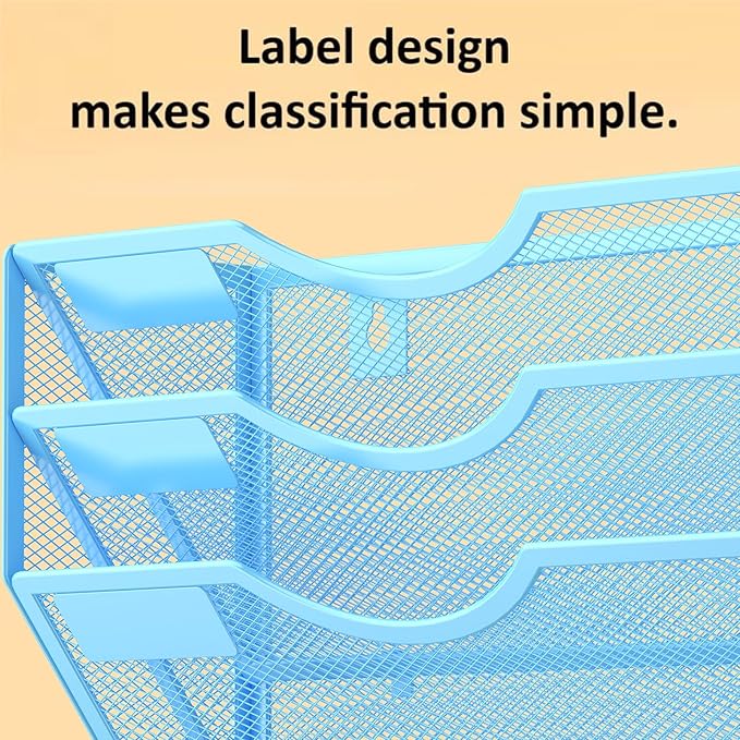 Kuntine.B Wall File Organizer Office Hanging Magazine Holder Wall File Organizer for Office Home (Blue, 3 Tier)