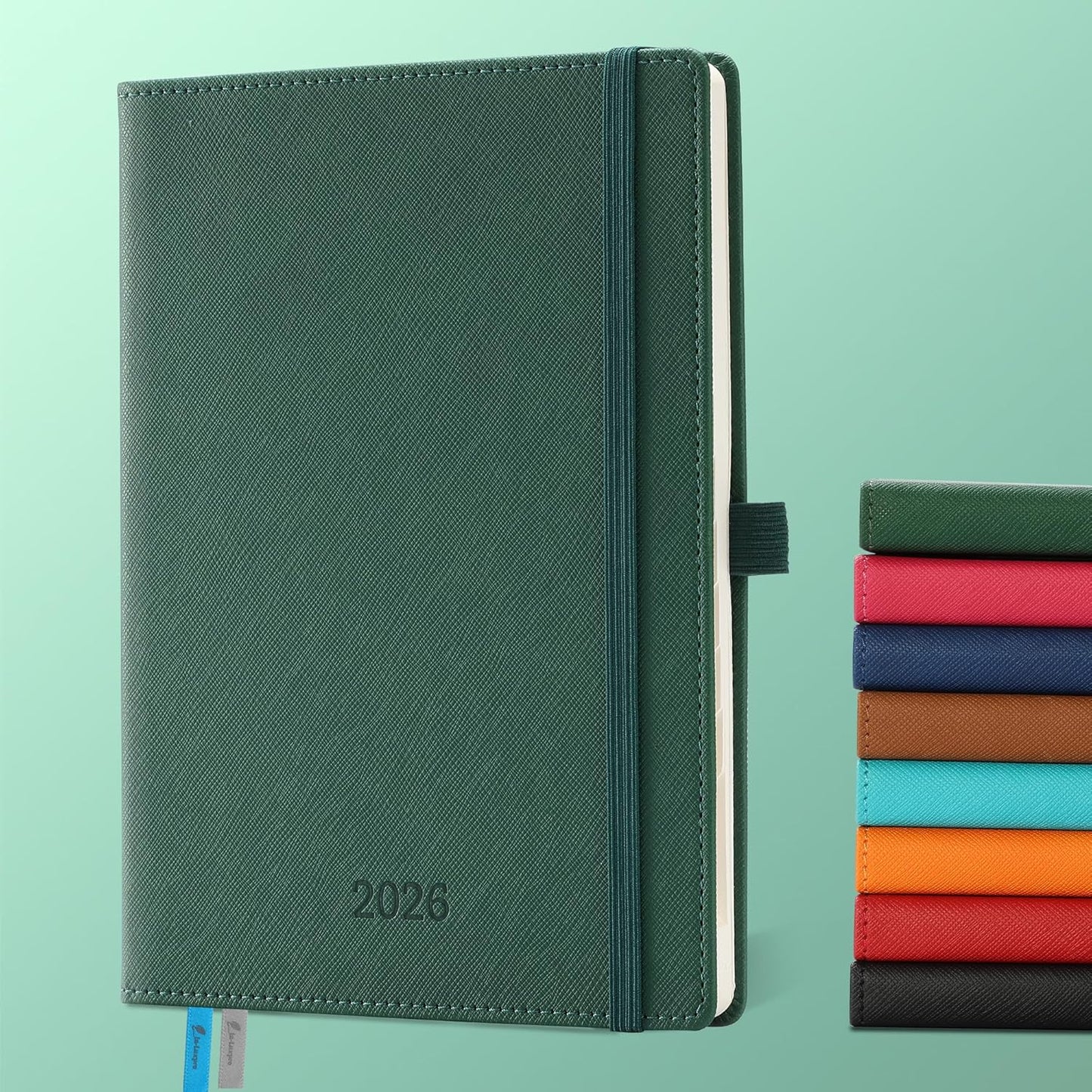 Weekly Monthly 2026 Planner (Jan.26-Dec.26),8.5"x6.5",12 Months Agenda Plan with Month Tabs & Pocket,Expenses/Note Pages, Appointment Book Calendar with Hardcover Vegan Leather Cover,Green