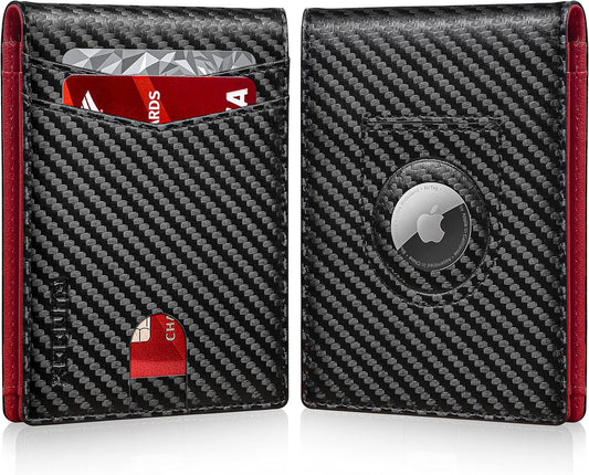 RUNBOX AirTag-Wallet-Mens-Slim-RFID Blocking Wallets Leather with Bill Compartment Air Tag Bifold Card Holder Wallet Gifts for Men Dad