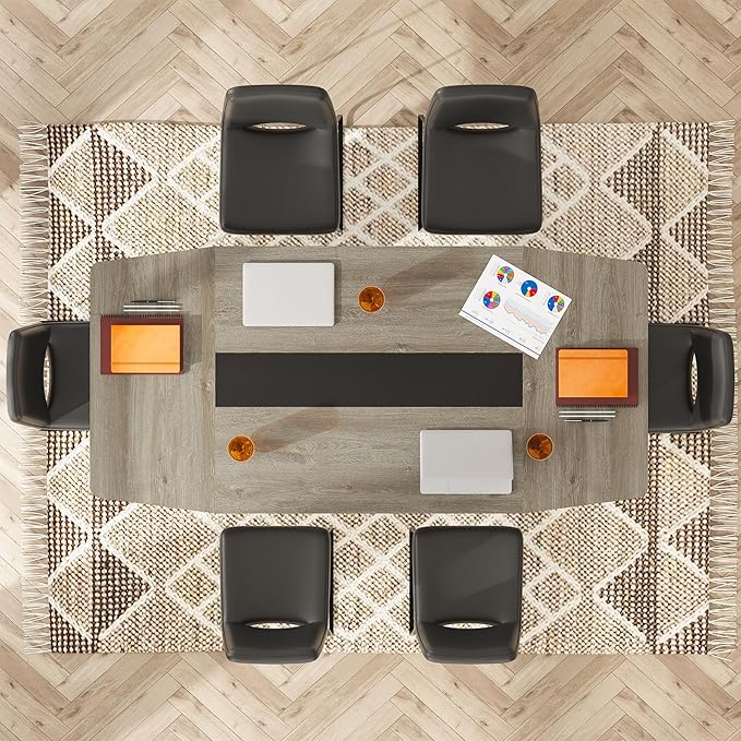 Tribesigns 6FT Conference Table, 70.86L x 35.43W x 29.52H Inches Boat Shaped Meeting Table, Industrial Grey Seminar Table for Office Meeting Conference Room