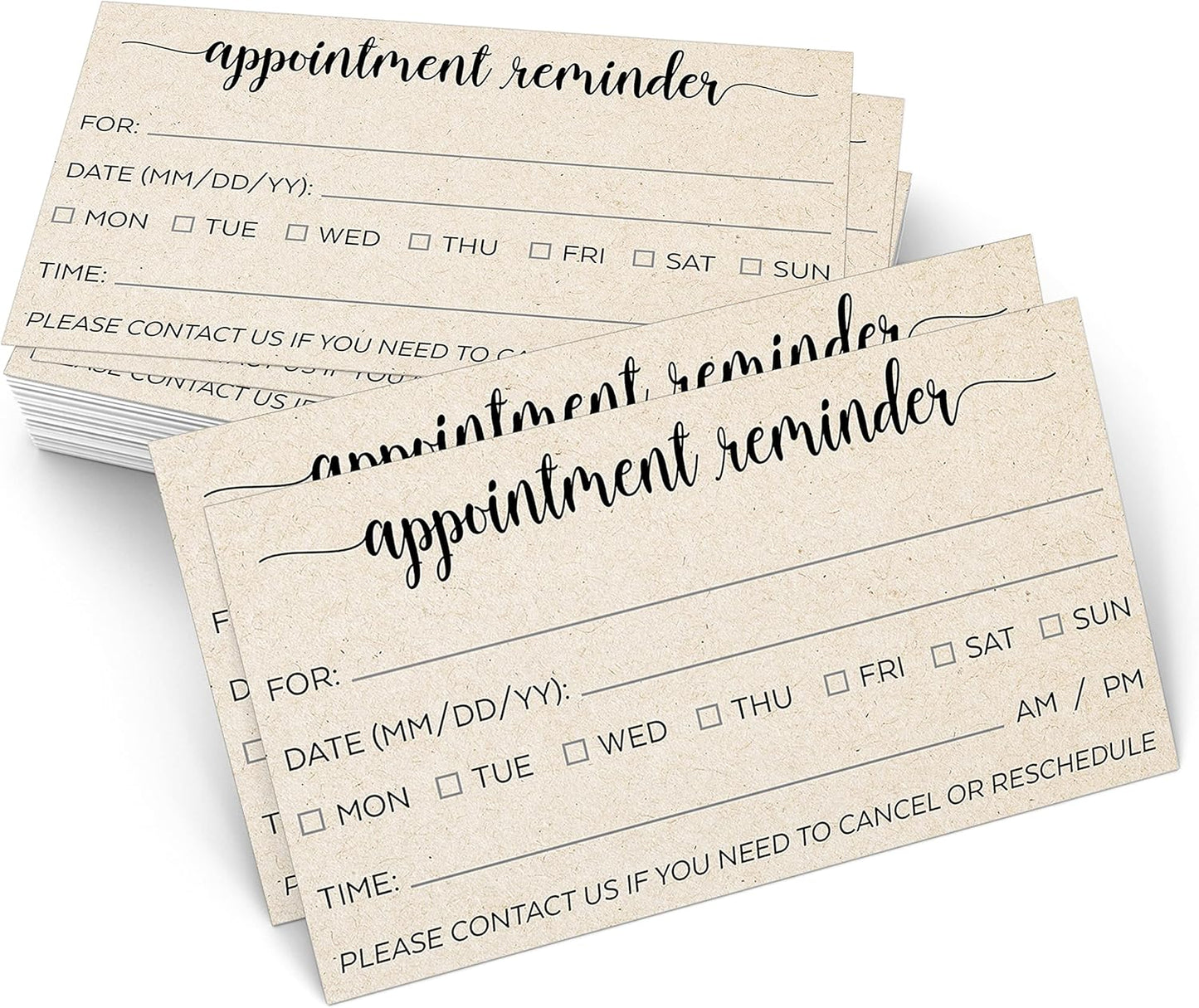 321Done Appointment Reminder Card (50) Kraft Tan 2x3.5 - Business Card Size Your Next Appointment for Hair Nail Salon, Spa, Massage, Hairdresser, Grooming, Doctor, Dentist Office - Simple, Cute
