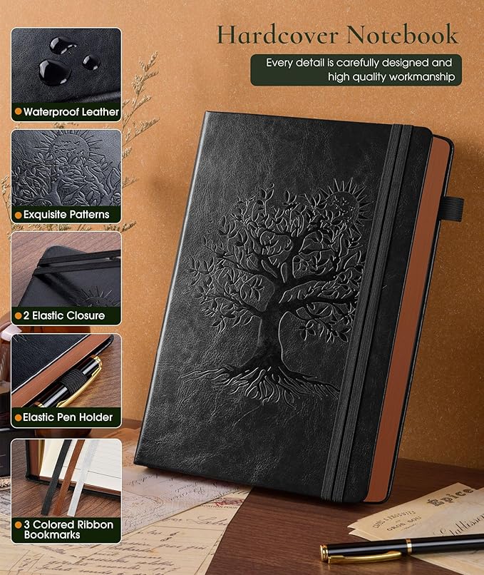 Vintage Leather Journal with 300 Numbered Pages,A4 Lined Journal for Men Women,Daily Journals for Writing,College Ruled Notebook for Work,School,Note taking,Travel Diary,Large (8.5" X 11.3")