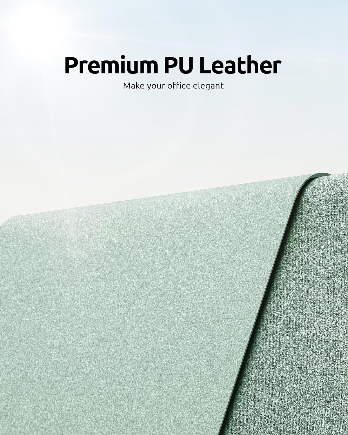 YSAGi Leather Desk Protector, Office Mat, Large Mouse Mat, Non-Slip PU Leather Blotter, Laptop Pad, Waterproof Writing Pad for Office and Home (Pale Green, 23.6" x 13.8")