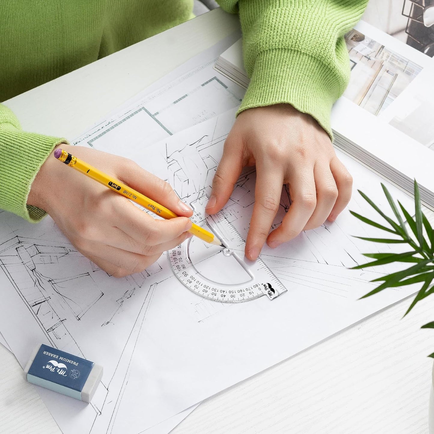 Mr. Pen- Clear Protractor 4 Inch, 24 Pack, Bulk Clear Plastic Small Protractor School