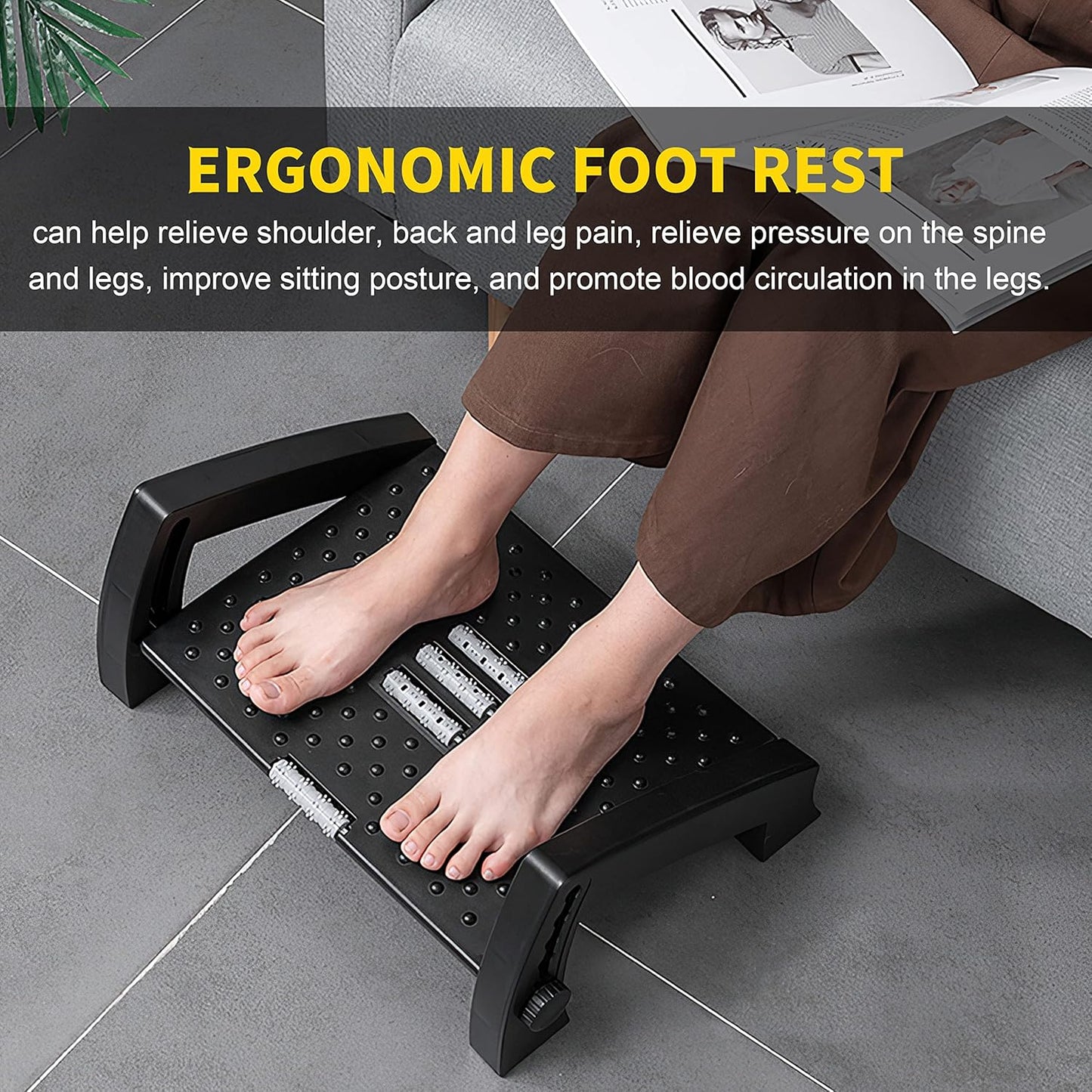Foot Rest for Under Desk, Foot Stool with Removable Memory Foam Cushion, Leg Rest for Office & Home Work (JDTJ-RD)