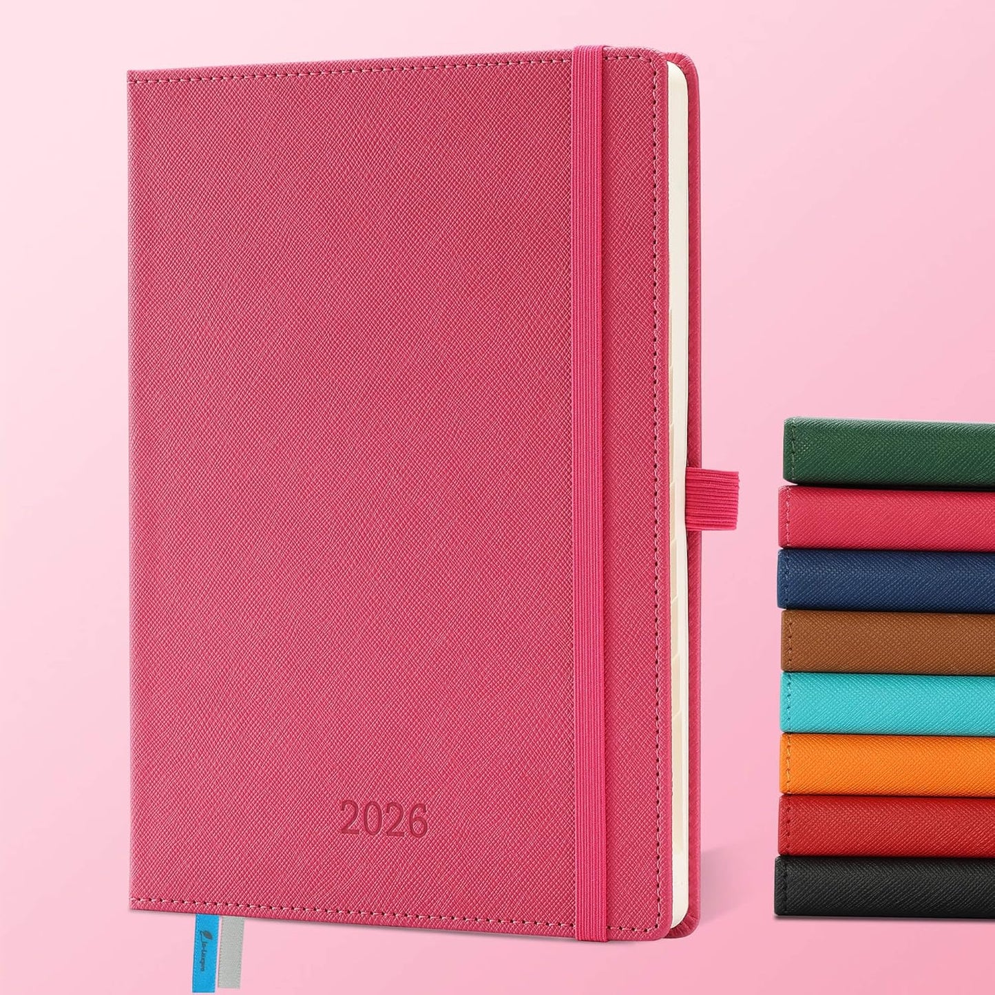 IN-LUXPRO Weekly Monthly 2026 Planner (Jan.26-Dec.26),8.5"x6.5",12 Months Agenda Plan with Month Tabs & Pocket,Expenses/Note Pages, Appointment Book Calendar with Vegan Leather Cover,Rose Red
