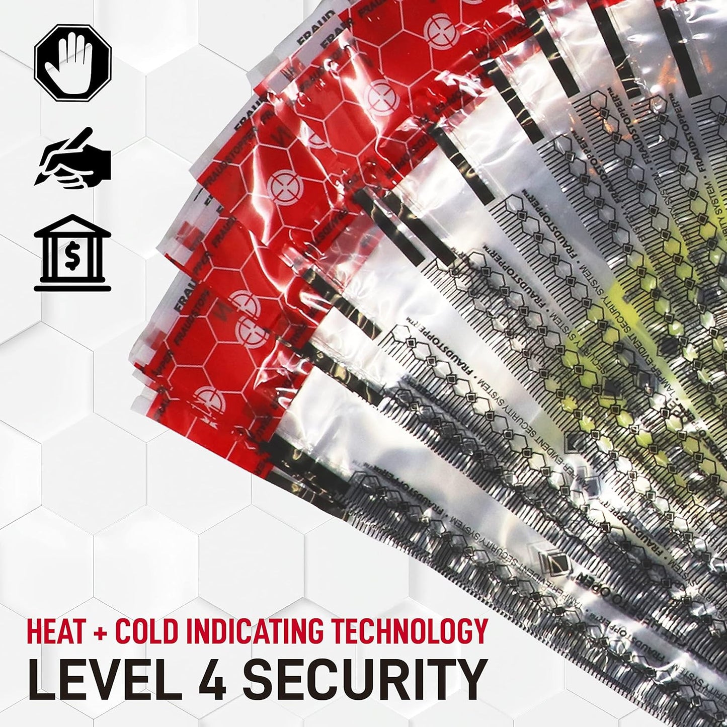 Nadex 9 x 12 Inch Tamper Evident Bank Deposit Bags with FRAUDSTOPPER Level 4 Security, 500 Pack (Clear)