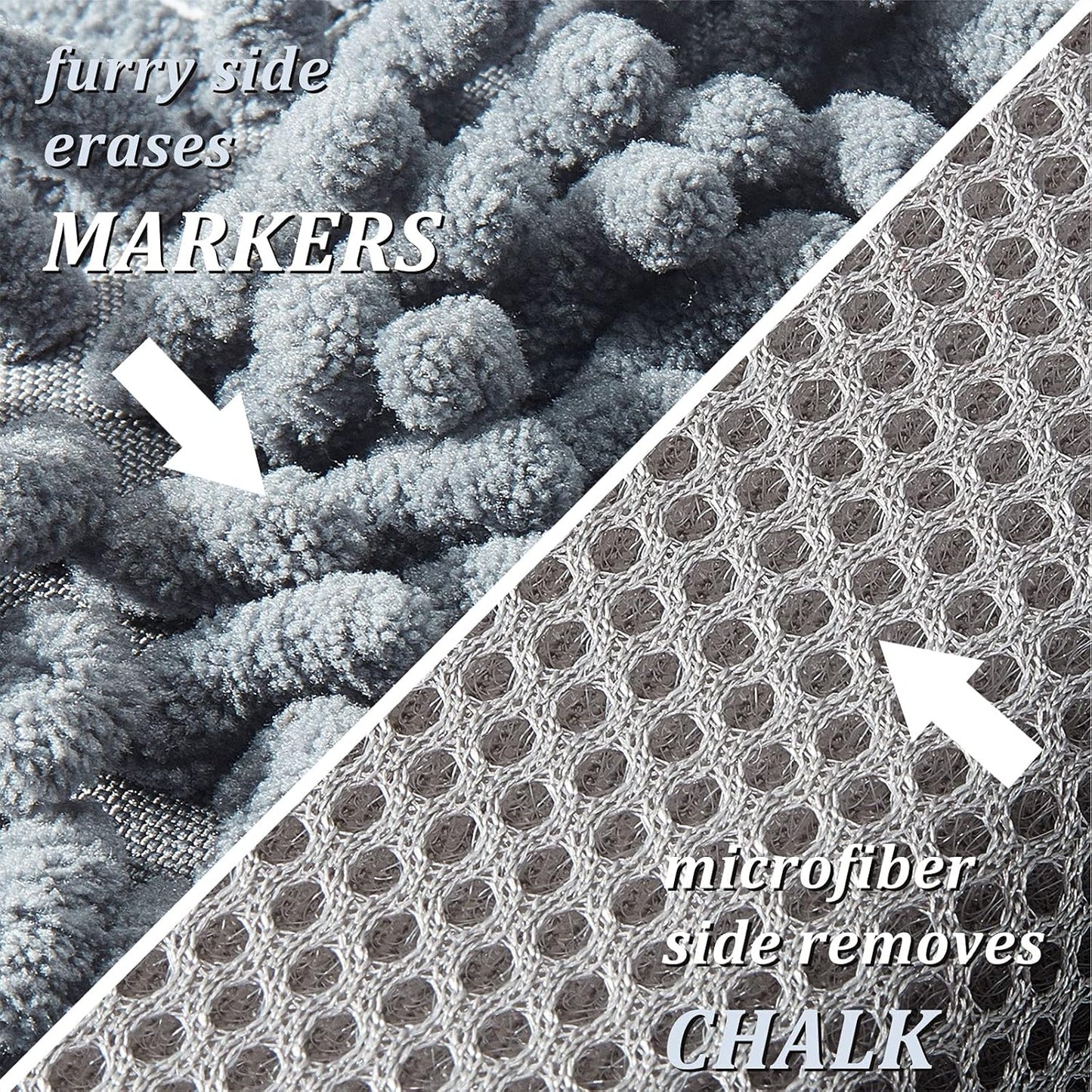 Zonon 4 Pieces Dry Erase Eraser Microfiber Shag Washable Whiteboard Eraser for Markers, Chalk, Classroom, Home and Office(Blue, Pink)