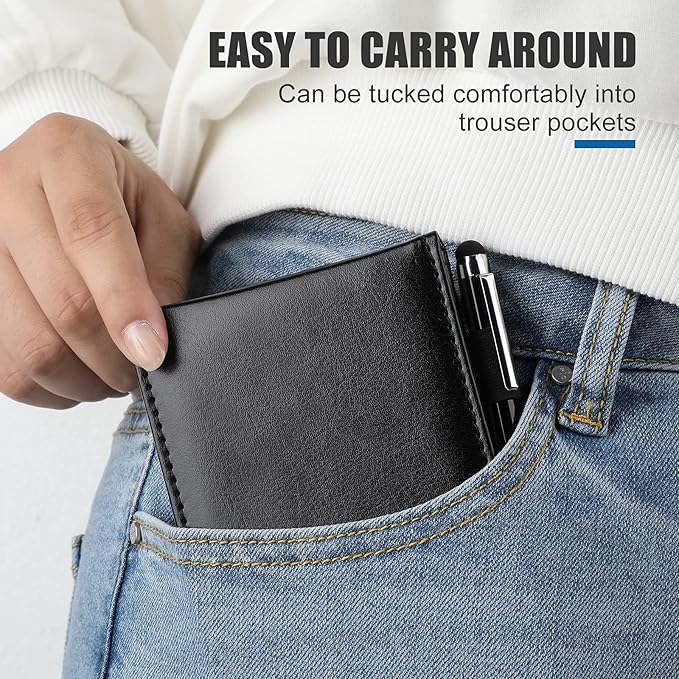 Outus 10 Pcs Pocket Notebook with Pen Set Included Mini Pocket Notepad Holder with 50 Lined Sheets, Metal Pen, 8 Pcs 3 x 5 Inch Memo Book Refills, 30 Lined Paper Per Note Pad (Black)