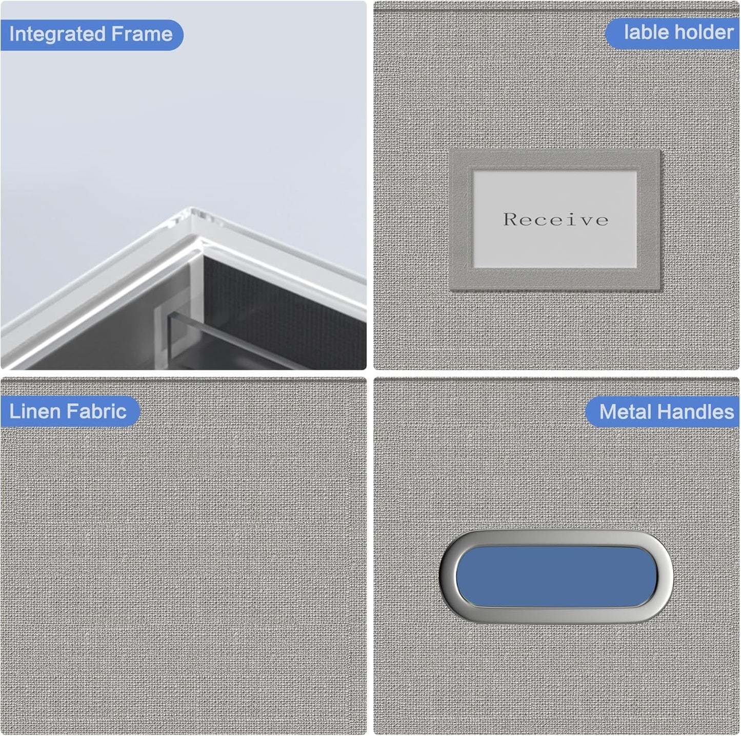 File Organizer Box File Boxes for Hanging Files with Lid Set of 3 Decorative Hanging Folders Organizer with One-Piece Plastic Frame Slides (13.2 * 10.1 * 10.1in(3Pack), Light Grey)