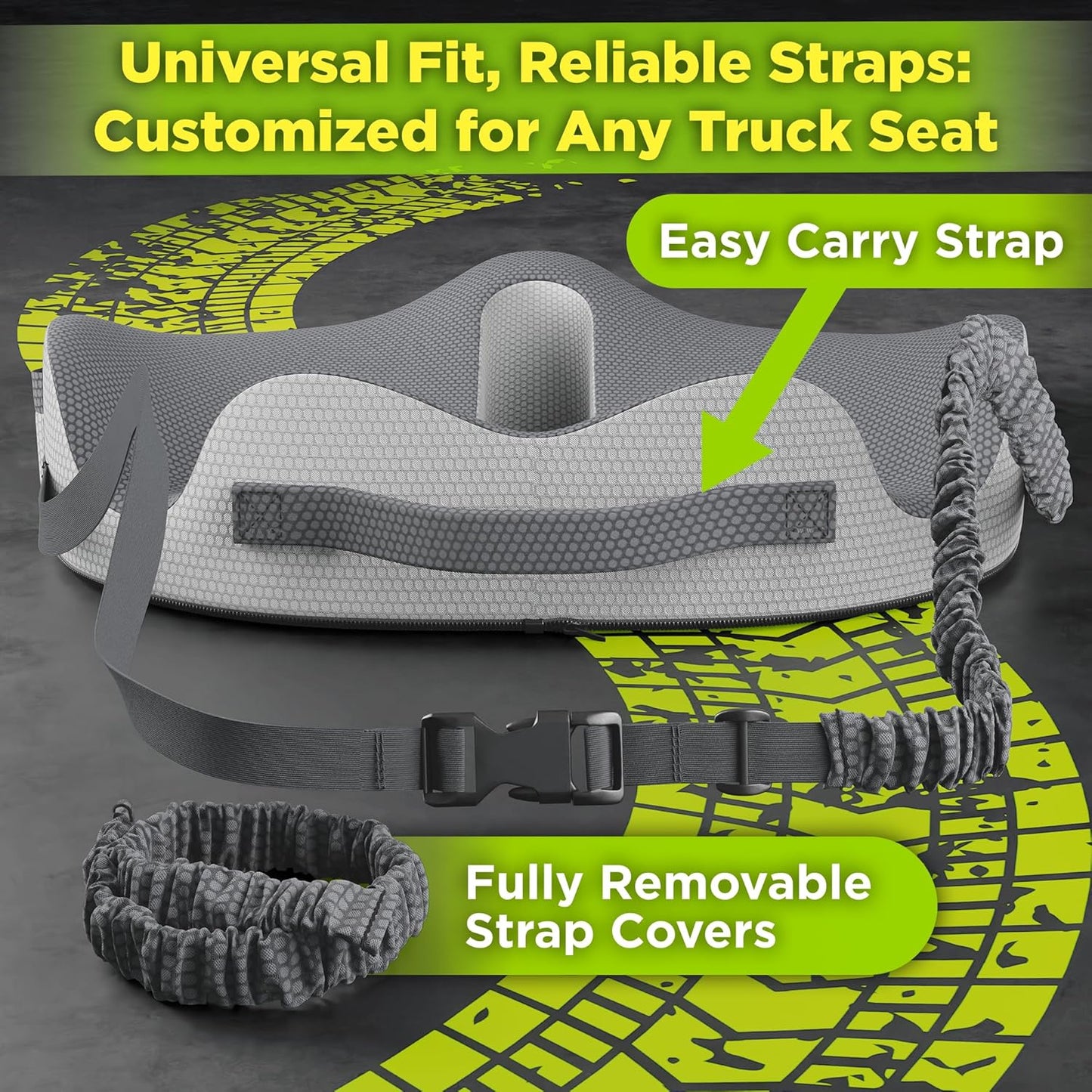 XL Truck Seat Cushion for Truck Driver Seat Cushion - Upgraded Back Support, CertiPUR-US® Certified - Thick Memory Foam, Pain Relief for Hours of Driving, Trucker Approved Big Rig - Gray