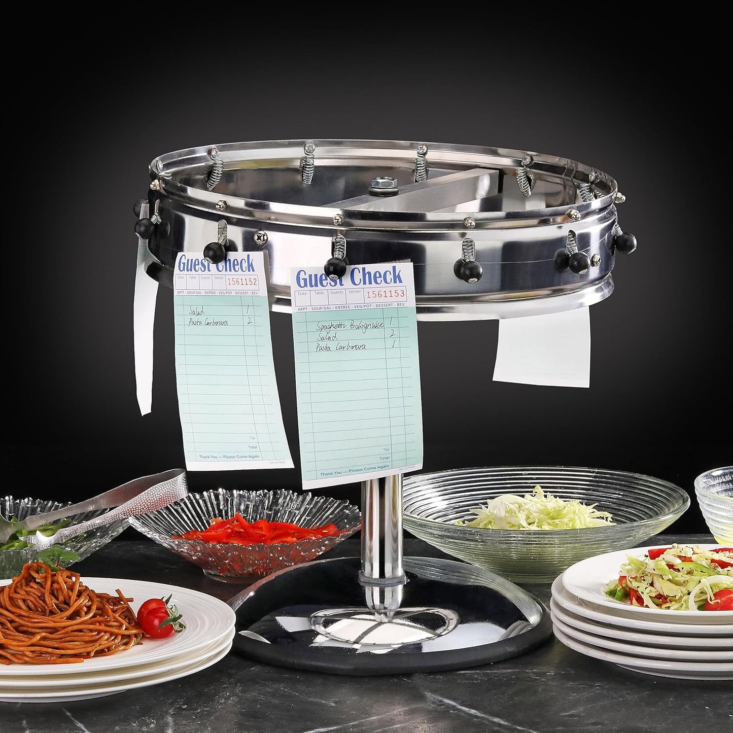 New Star Stainless Steel Order Wheel Ticket Holder, 12 Clips, 14-Inch Dia with 10-Inch Chrome Heavy Base, 1 Piece