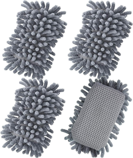 Zonon 4 Pieces Dry Erase Eraser Microfiber Shag Washable Whiteboard Eraser for Markers, Chalk, Classroom, Home and Office(Gray)