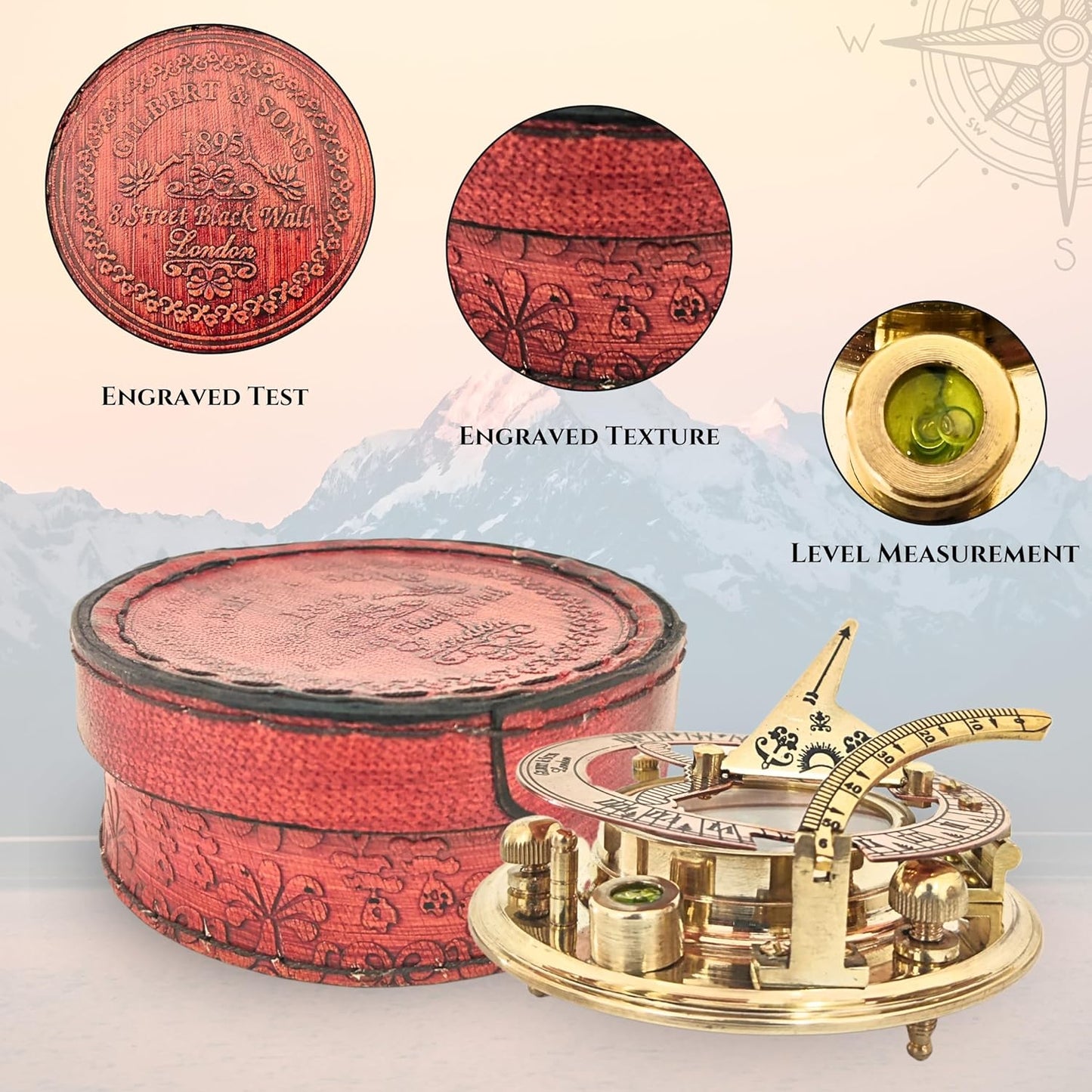 Navigate Your Destiny with Grace: Exquisite Vintage Brass Compass with Leather Case - Your Distinctive Guide Through Life's Adventures (4 Inch) - Use or Gifting