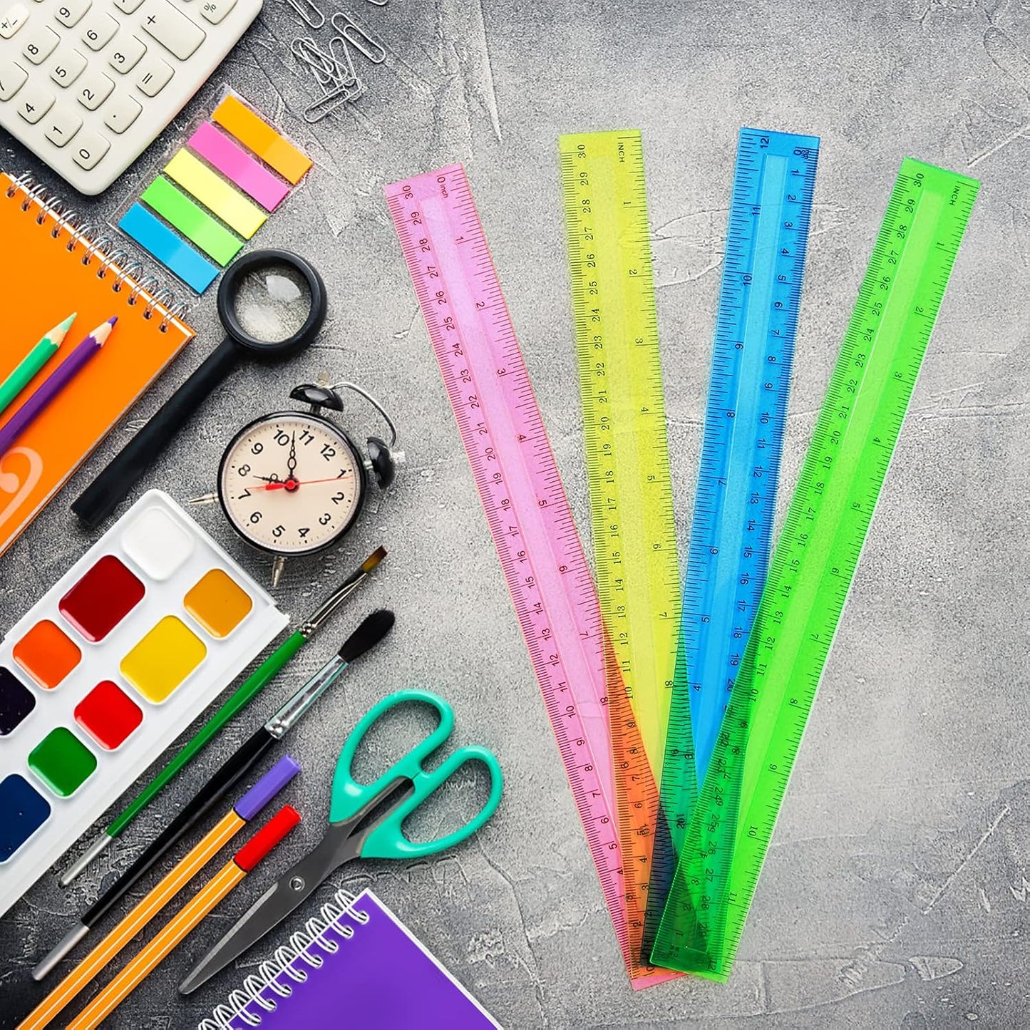 64 Pack Rulers Bulk for Classroom 12 inch, Plastic Clear Rulers for Office Back to School Supplies with Inches and Centimeters