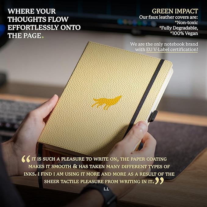 Dingbats* Wildlife Plain Writing Journal Notebook A5 - Vegan Leather Hardcover - Ideal for Work, Travel - Pocket, Elastic Closure, & Bookmark