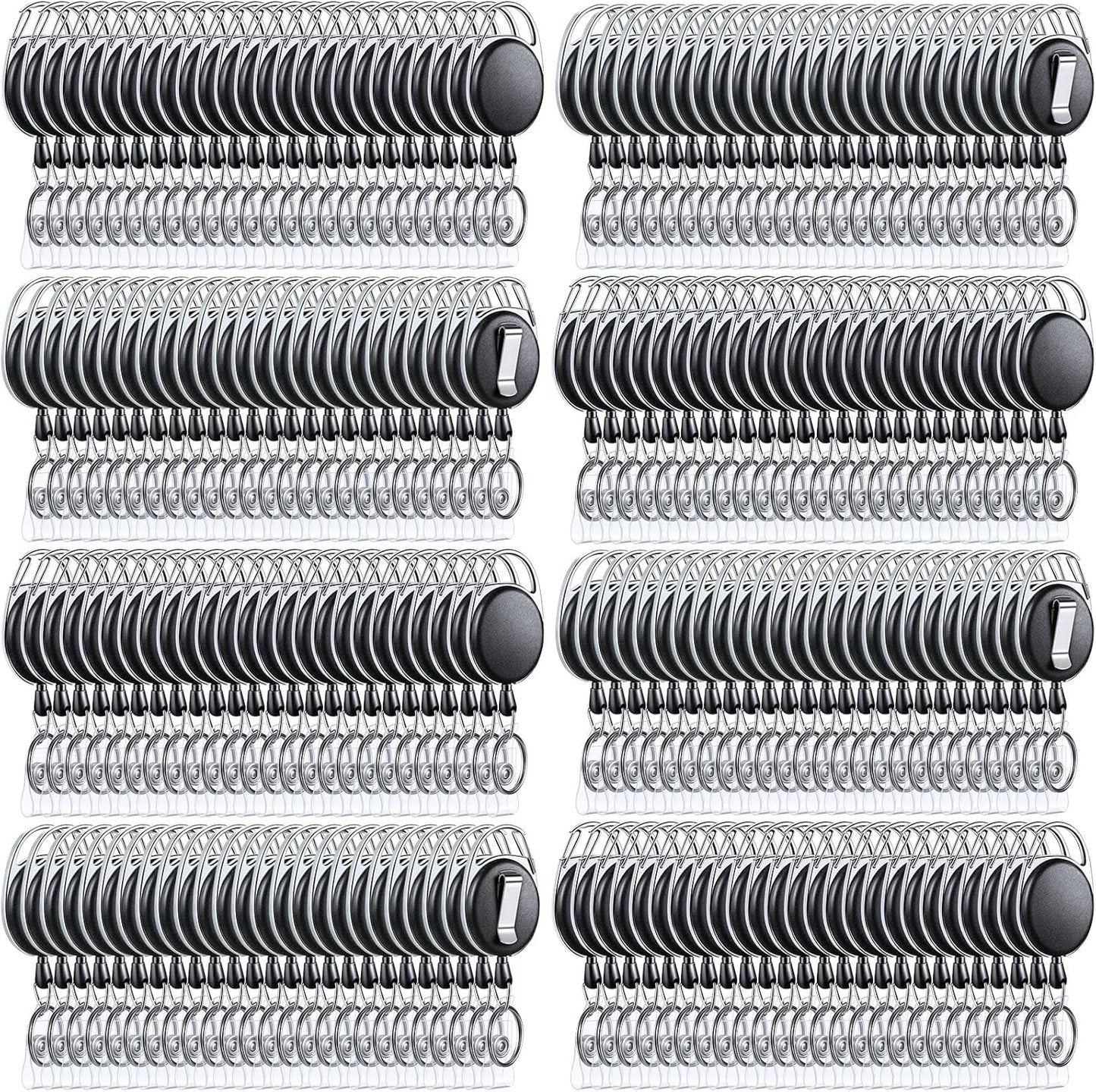 Honoson 110 Pcs Black Heavy Duty Retractable Badge Reels Batch ID Badge Holder Retractable Clip Bulk Key Holder with Ring for Office Worker Employee Doctor Nurse Gifts