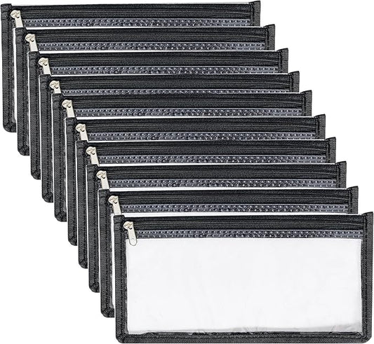 3.9 x 7.8 Clear Cash Register Money Pouch Bank Deposit Bag Check Wallet 10 Pack Zipper Closure