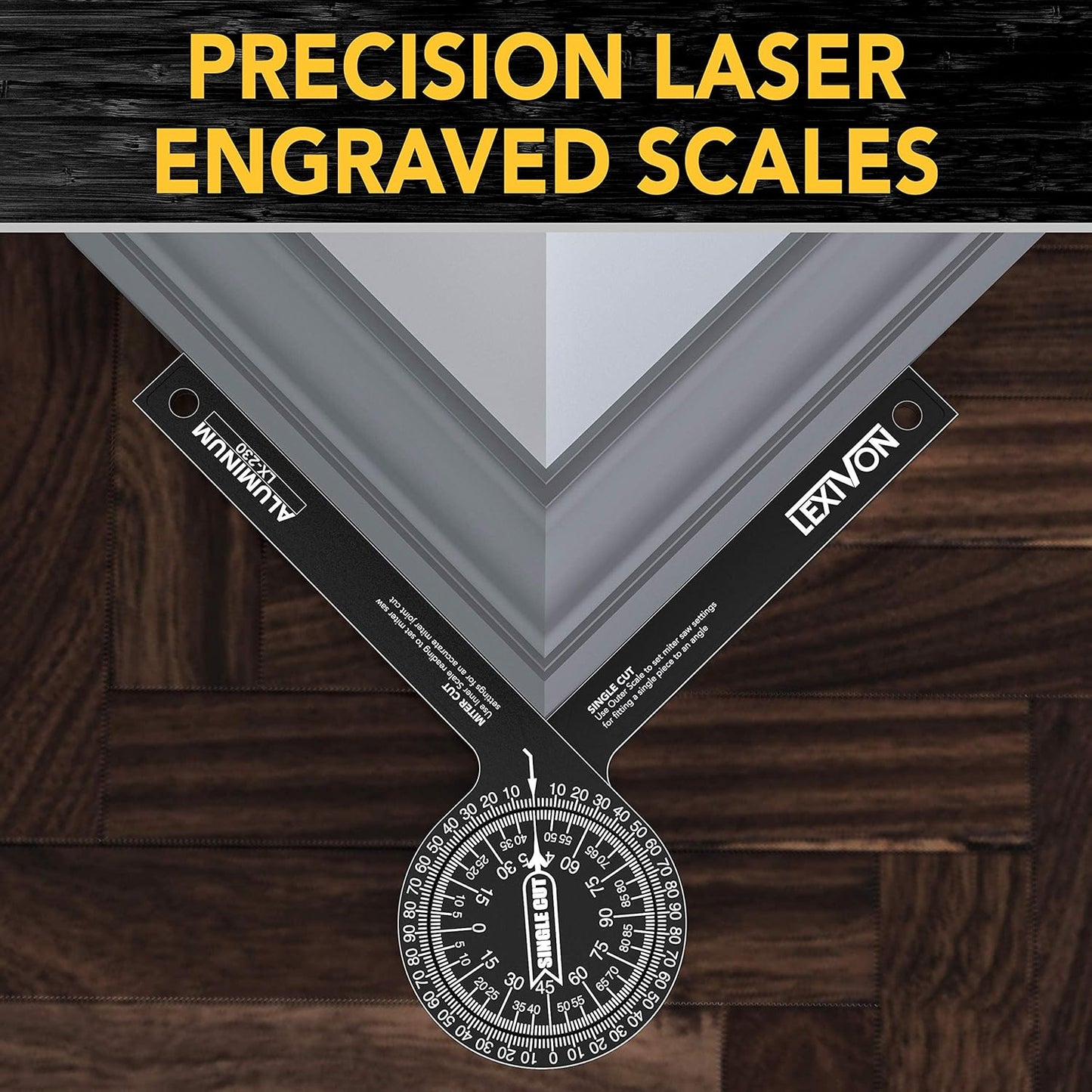 LEXIVON [2-pack] Aluminum Miter Saw Protractor | 7-Inch Rust Proof Angle Finder Featuring Precision Laser Engraved Scales (LX-230X2)