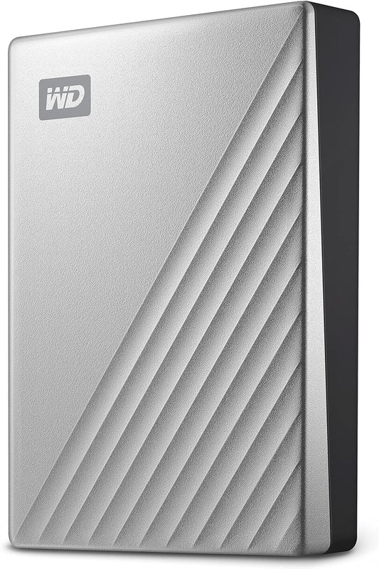 WD 1TB My Passport Ultra, Silver, Portable External Hard Drive, backup software with defense against ransomware, and password protection, USB-C and USB 3.1 - WDBC3C0010BSL-WESN