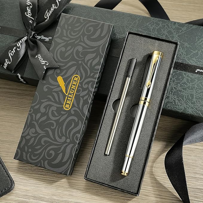 BEILUNER Ballpoint Pens (Silver Chrome and Gold Finish)